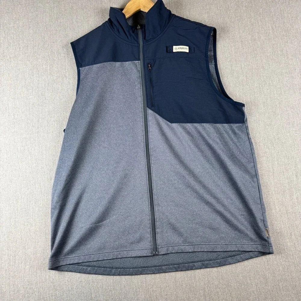 Magellan Outdoors Fish Gear‎ Full Zip Vest Blue Overcast Fleece Size 2XL